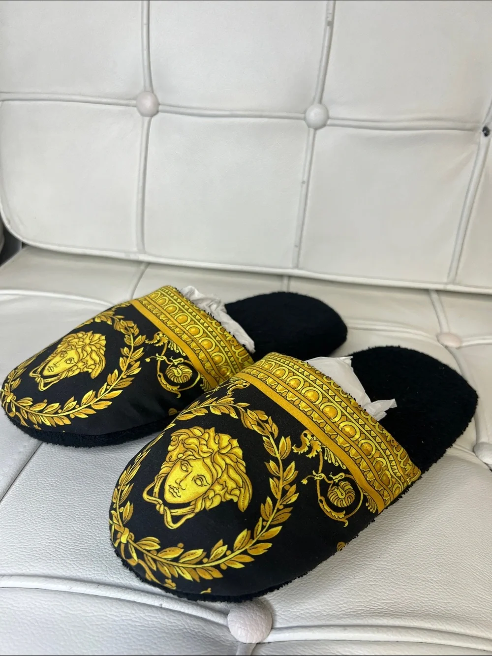 Versace Black & Gold Medusa Slide Slippers - Picture 2 of 10